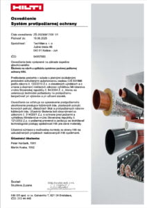 osvedčenie od spoločnosti Hilti